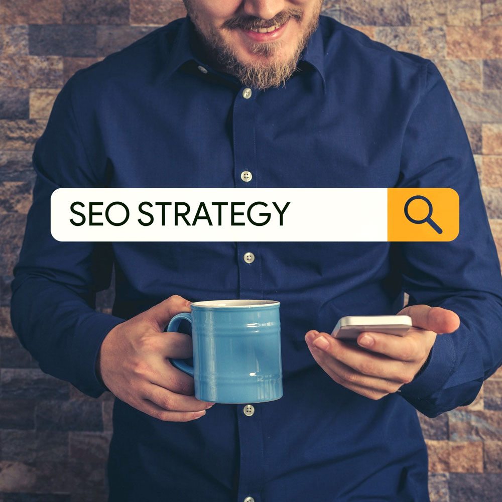 SEO strategy guy with phone