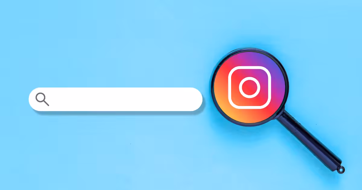 Magnifying glass with Instagram icon and search bar