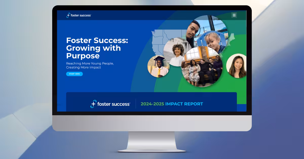 Foster Success Impact Report home screen on desktop
