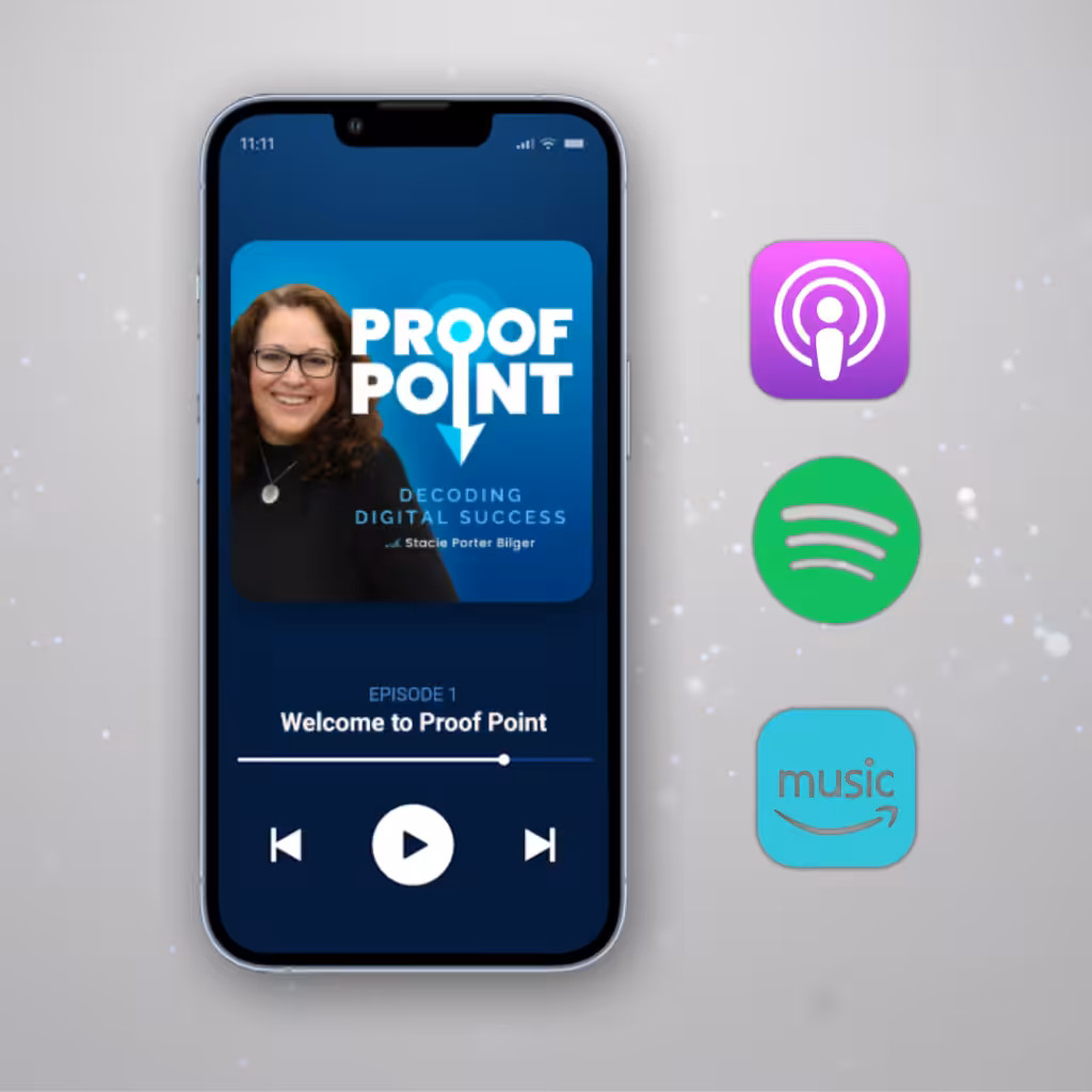 Proof point podcast episode playing on phone screen