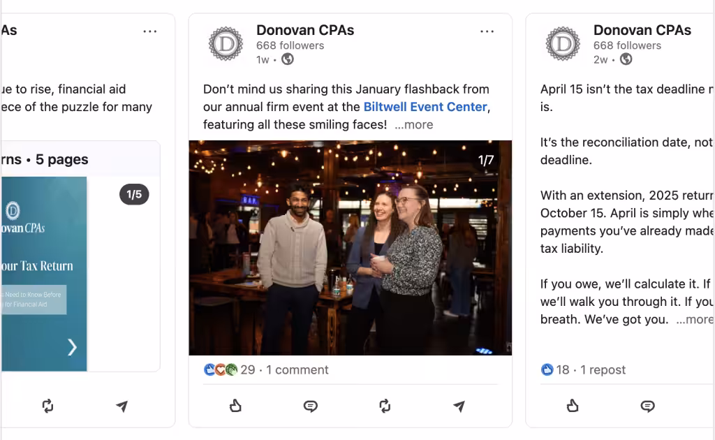 Donovan LinkedIn posts