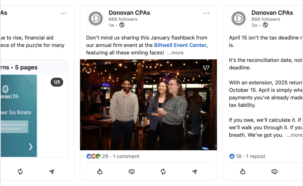 Donovan LinkedIn posts